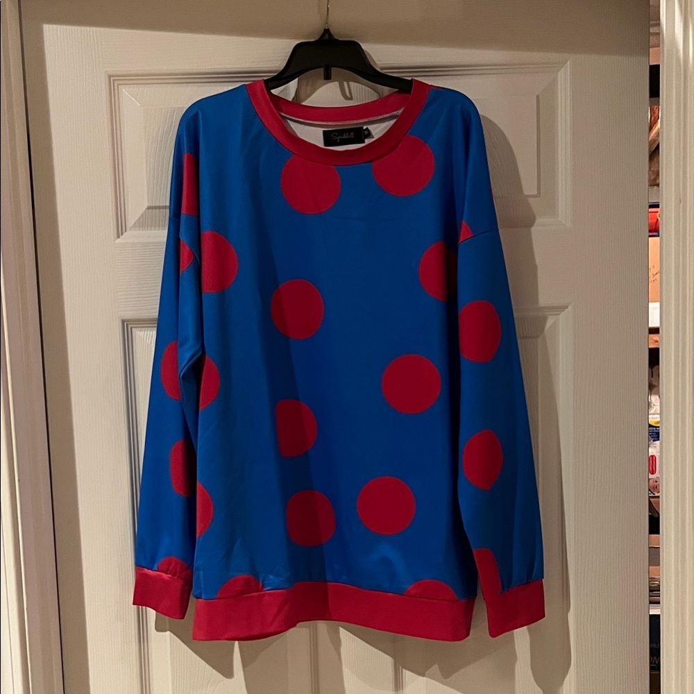 Patty Mayonnaise Blue and Red Polka Dot Sweater Costume